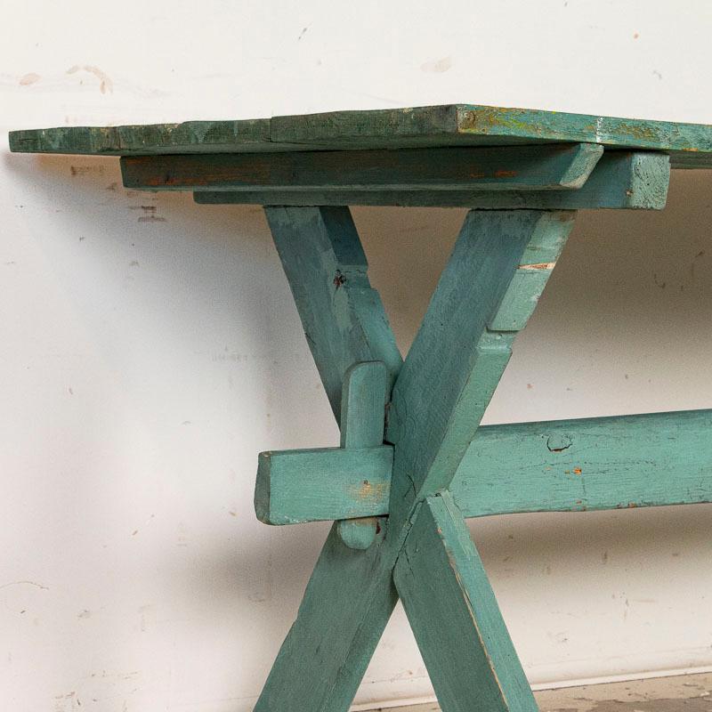 Swedish Antique Original Blue/Green Painted Farm Table