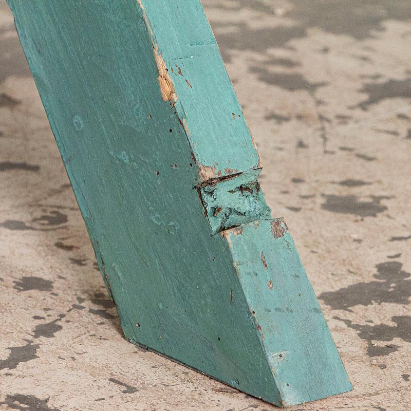 Wood Antique Original Blue/Green Painted Farm Table
