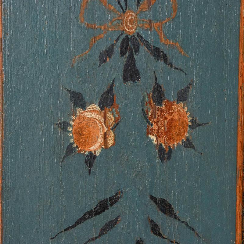 Antique Original Blue Painted Armoire Cabinet Dated 1803 4