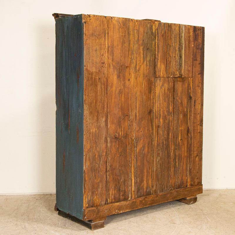 Wood Antique Original Blue Painted Armoire Cabinet Dated 1803