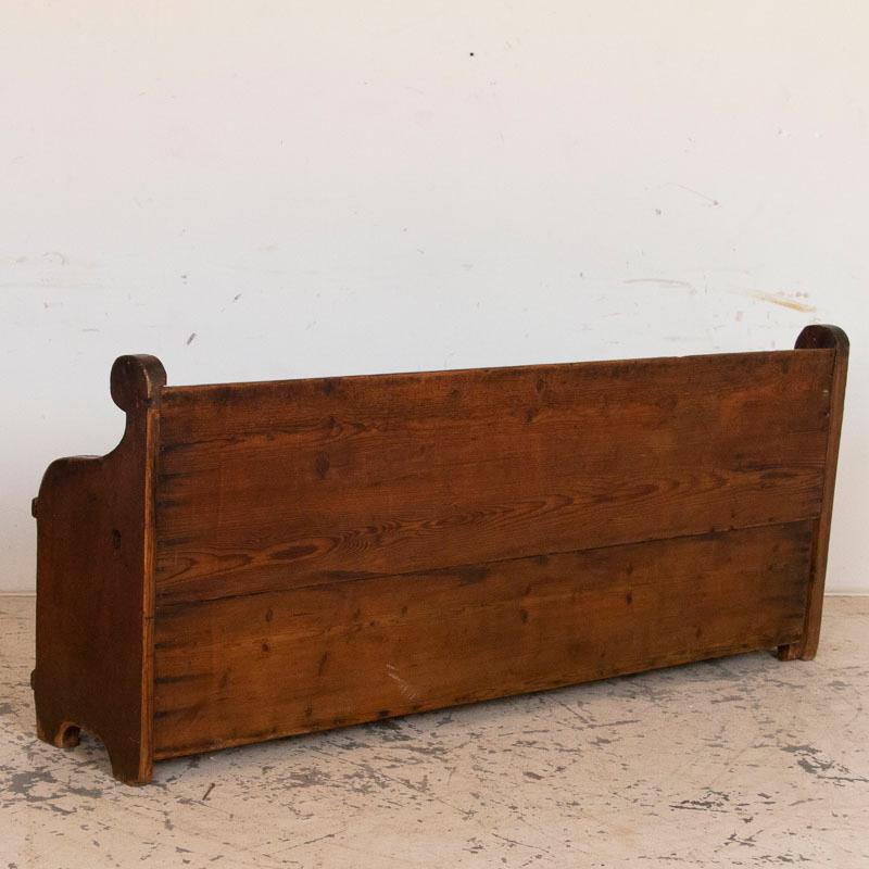 Antique Original Blue Painted Bench with Storage In Good Condition In Round Top, TX