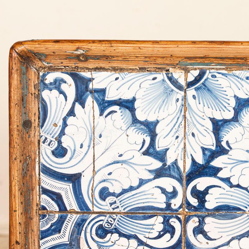 Antique Original Blue Painted Louis XVI Tile Top Side Table from Sweden 3