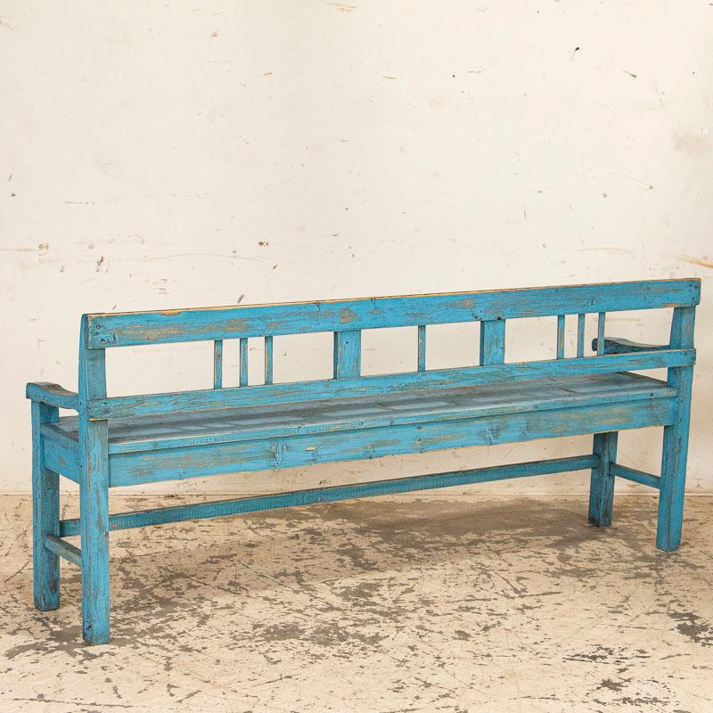 antique blue bench