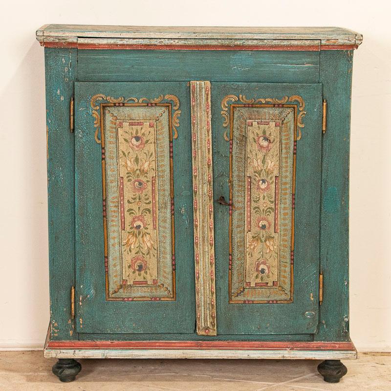 Swedish Antique Original Blue Painted Sideboard Cabinet from Sweden