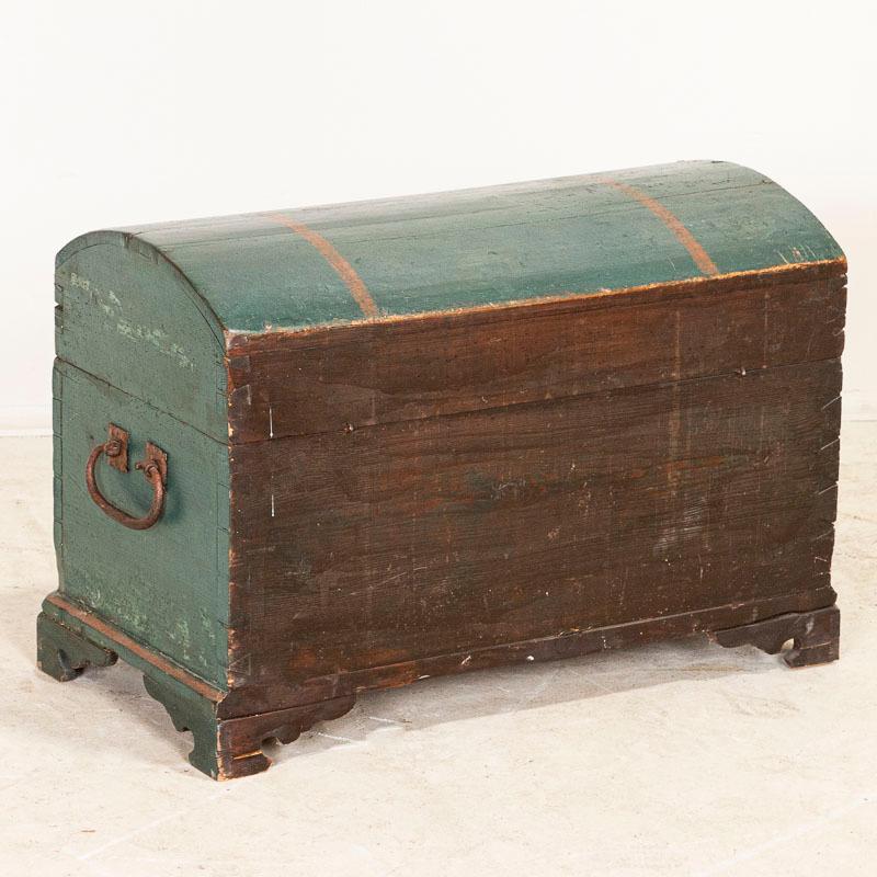 Antique Original Blue Painted Small Trunk Dated 1788 from Sweden In Good Condition In Round Top, TX