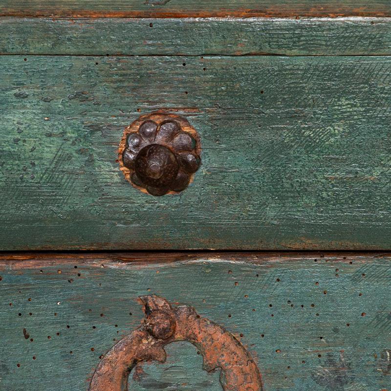 Antique Original Blue Painted Small Trunk Dated 1788 from Sweden 2