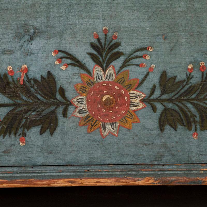 Antique Original Blue Painted Swedish Dome Top Trunk Dated 1844 5