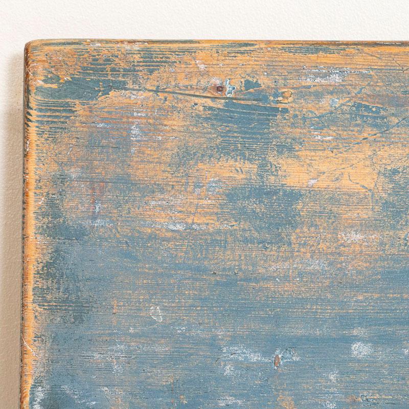 Antique Original Blue Painted Swedish Farm Table 7