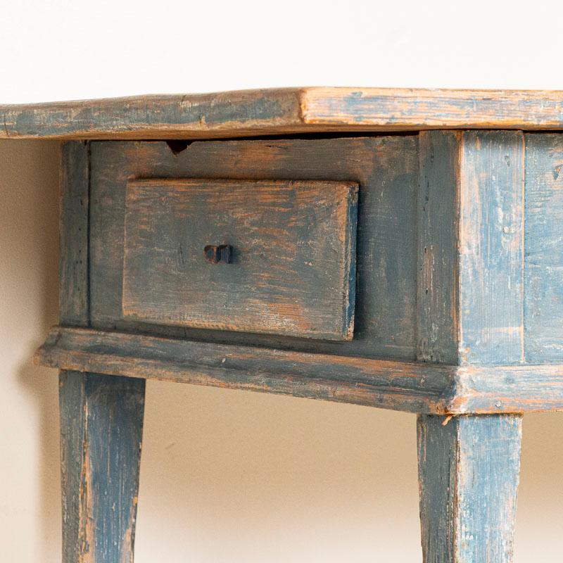 Antique Original Blue Painted Swedish Farm Table 4
