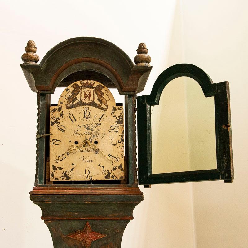 Antique Original Painted Swedish Mora Grandfather Clock, Dated 1786 3
