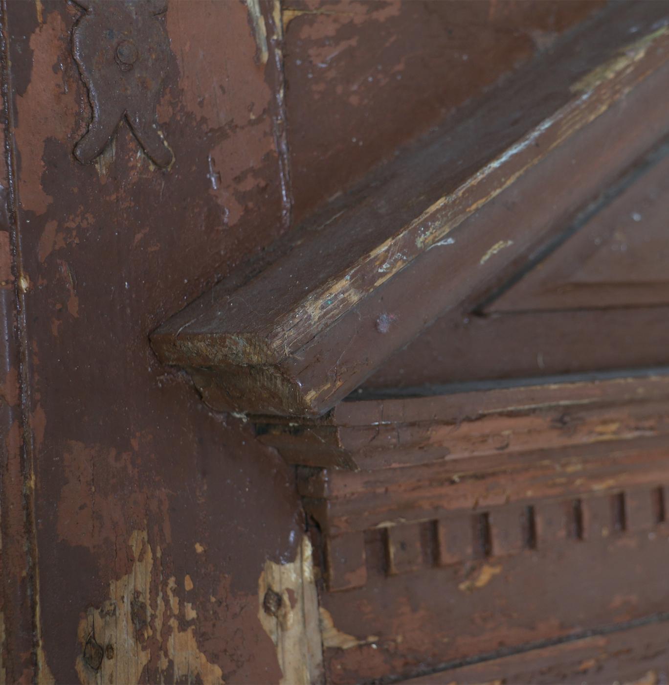 Hungarian Antique Original Brown Painted Rustic Wood Door