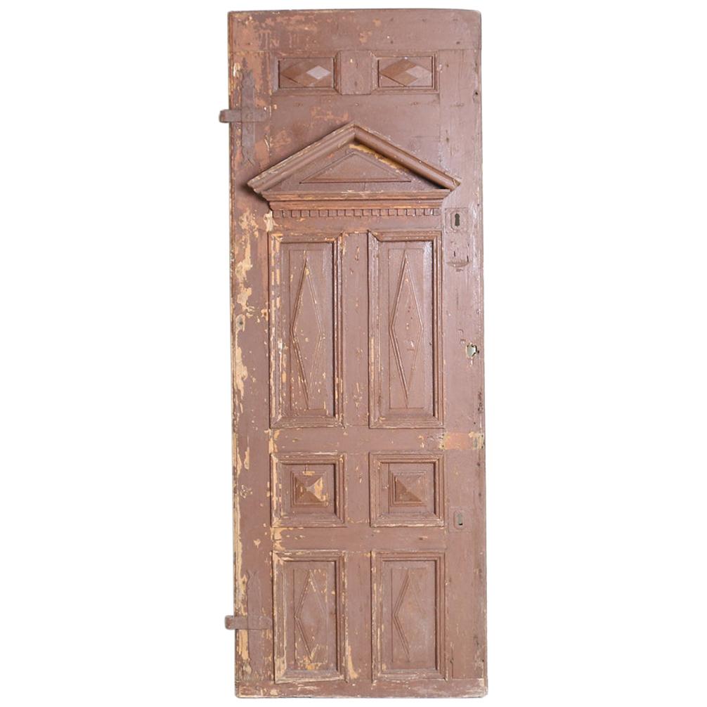 Antique Original Brown Painted Rustic Wood Door