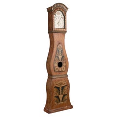 Antique Original Brown Painted Swedish Mora Grandfather Clock, Dated 1857