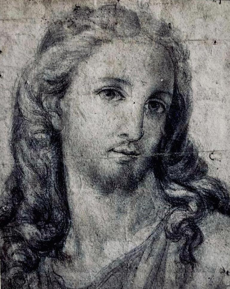 This is an exceptional original drawing by world famous Camillo Procaccini (born in the  Renaissance era in 1561 in Parma and died in Milan in 1629, Italy ). 
On the back side of the same drawing there is another unfinished drawing of Jesus’ torso.