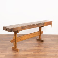 Ancien établi de charpentier original Table console rustique étroite