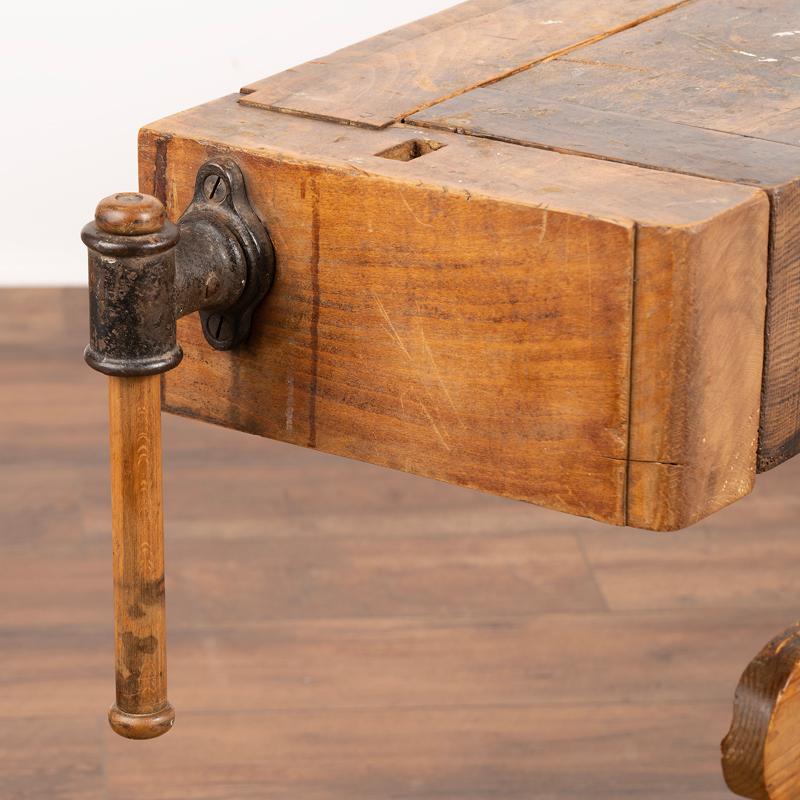 Wood Antique Original Carpenter's Workbench Narrow Rustic Console Table