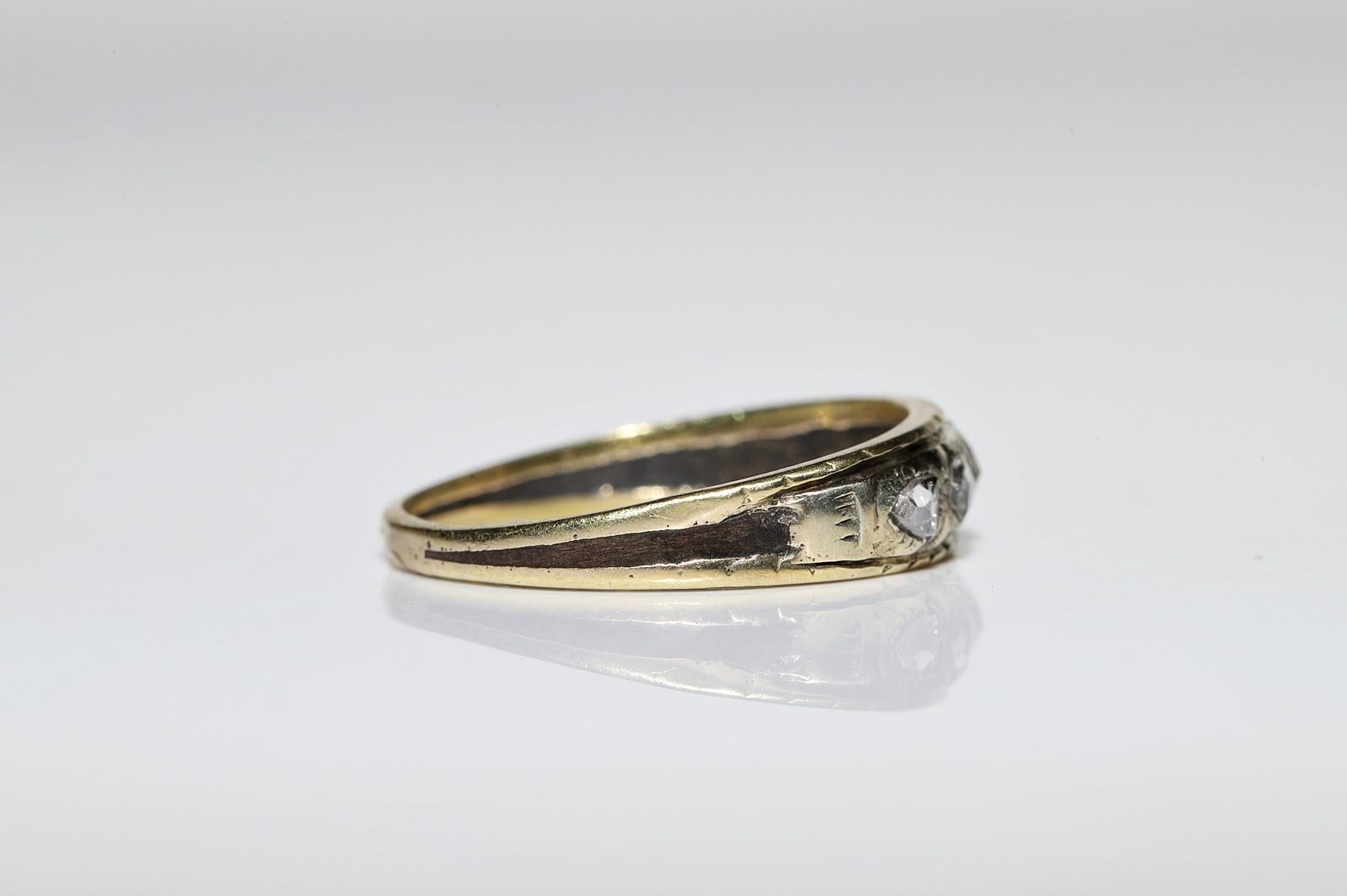 Antique Original Circa 1900s 18k Gold Natural Rose Cut Diamond Band Ring For Sale 6