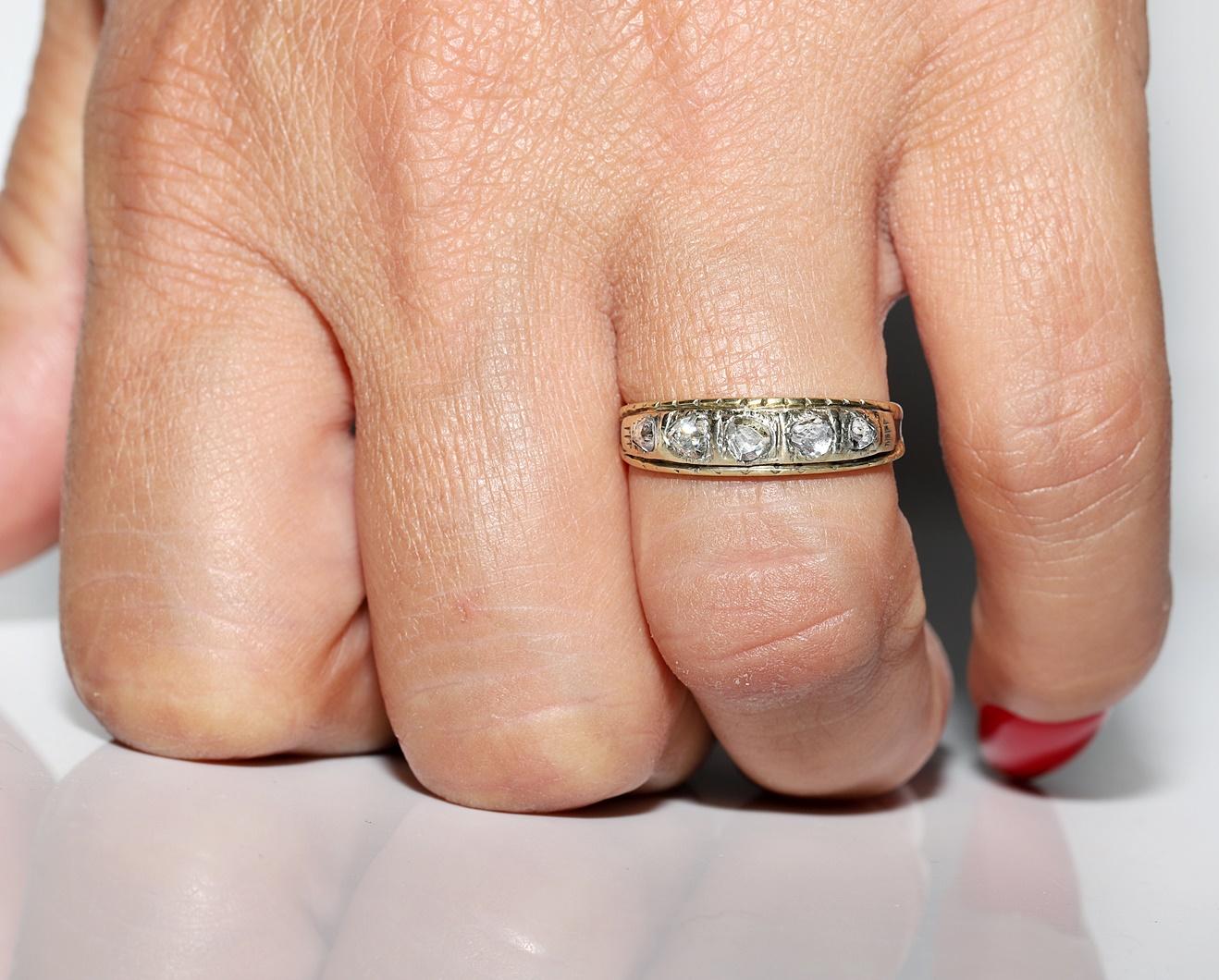 Antiker Original Ring aus 18 Karat Gold mit natürlichem Diamanten im Rosenschliff, um 1900er Jahre im Angebot 8