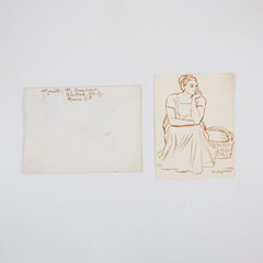 Antico disegno originale di Raul Anguiano, 1946