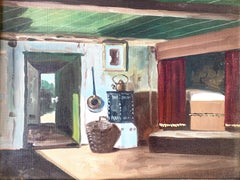 Antique original early 20th century L. Johansen interior painting from Denmark