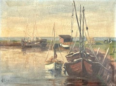 Antique original early 20th century maritime oil painting from Denmark