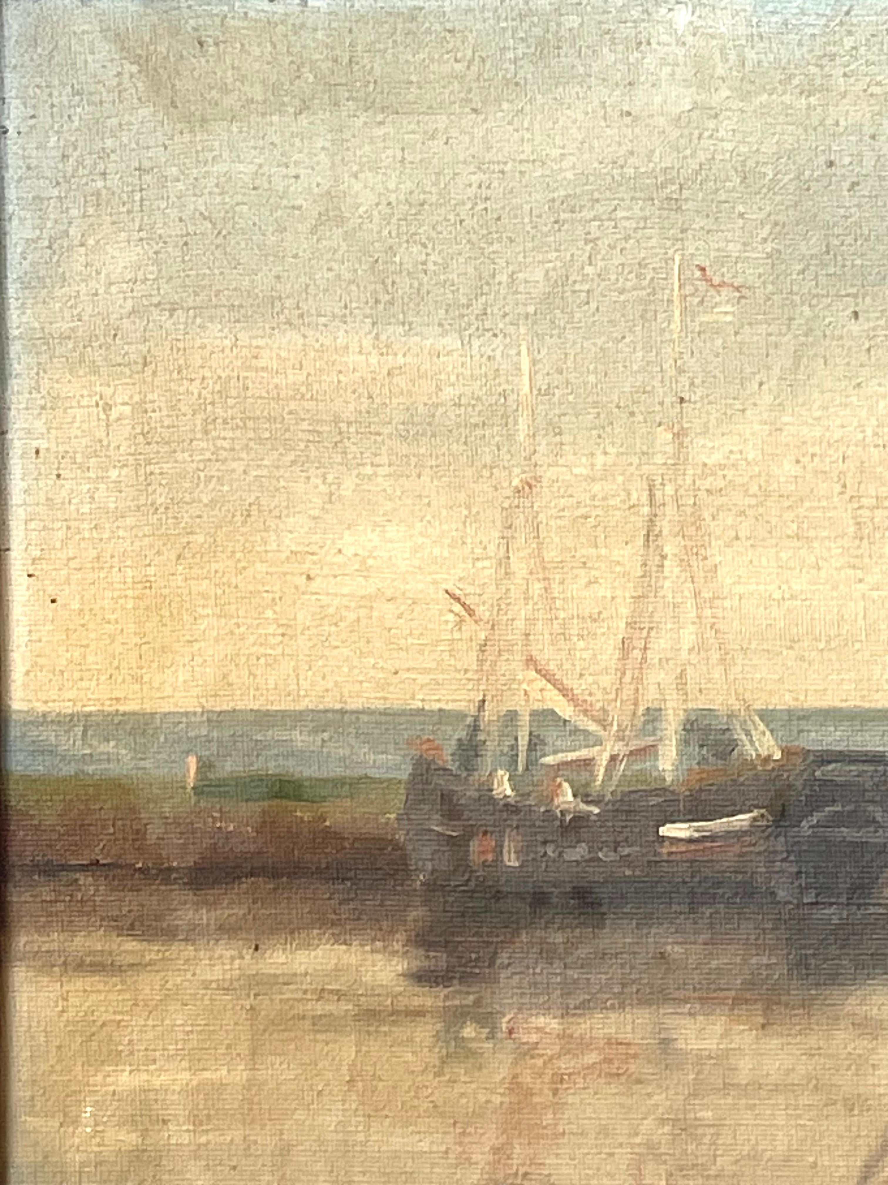 Country Antique original early 20th century maritime oil painting from Denmark For Sale
