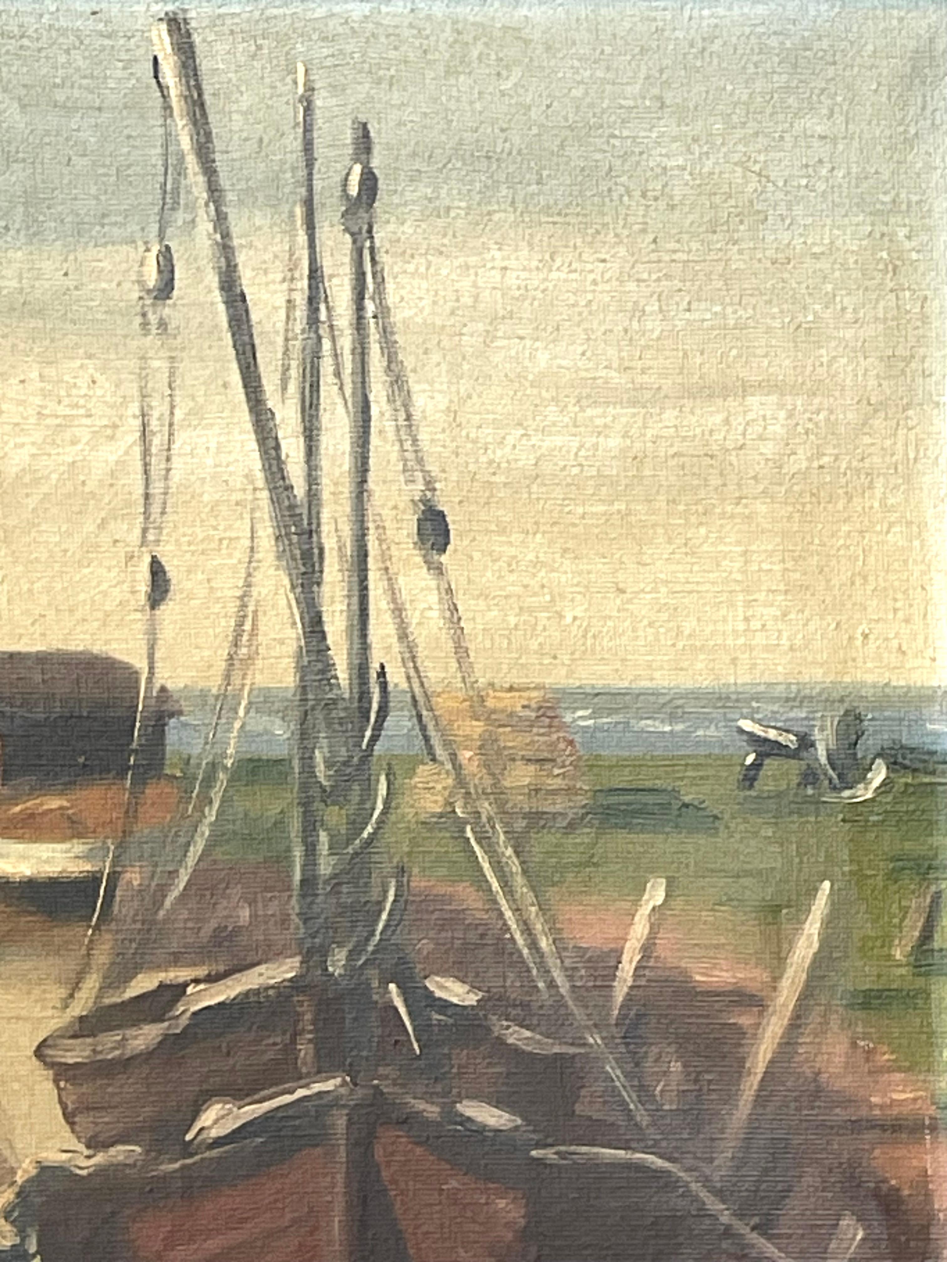 Danish Antique original early 20th century maritime oil painting from Denmark For Sale