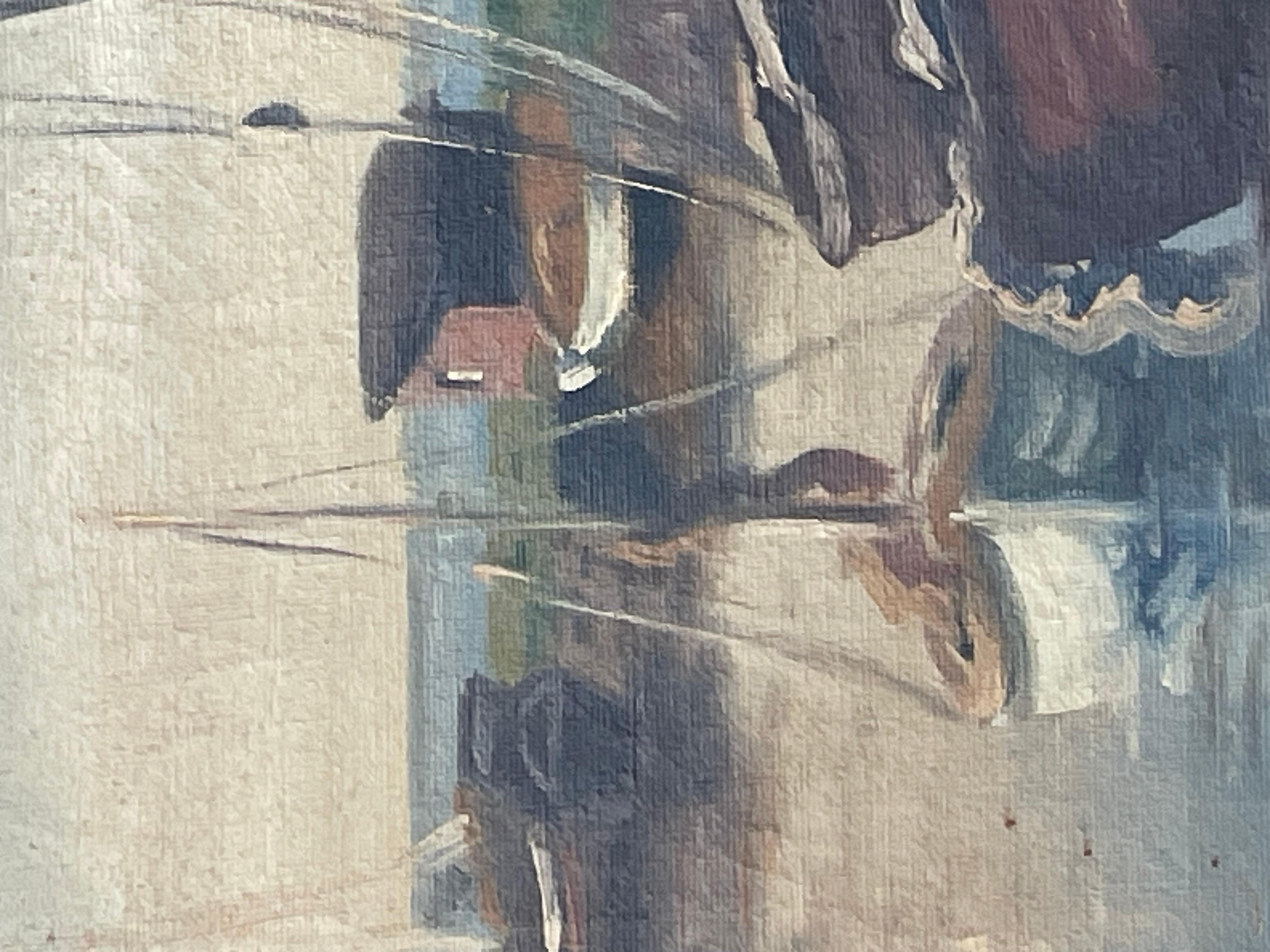 Paint Antique original early 20th century maritime oil painting from Denmark For Sale