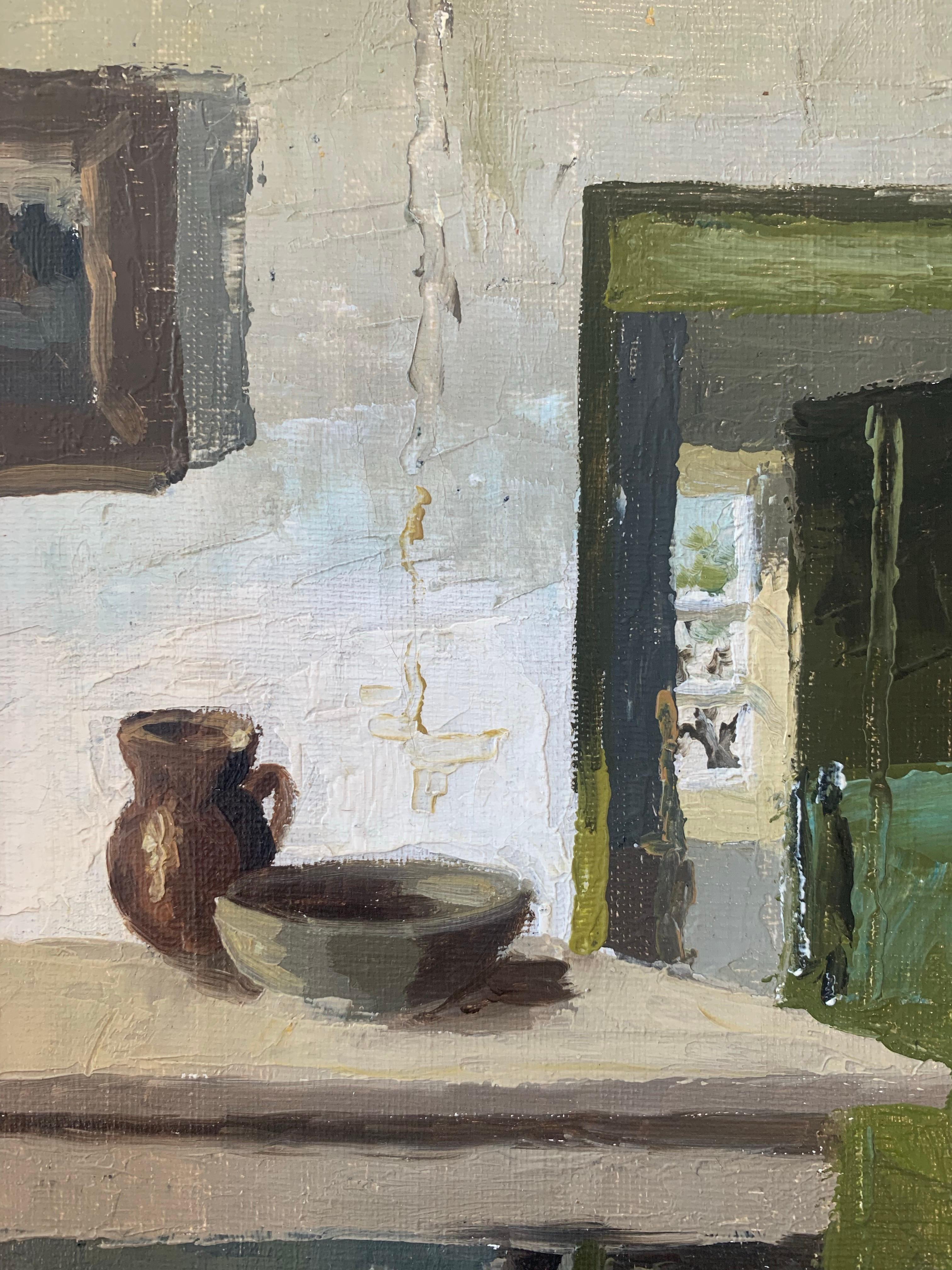 Peinture d'intérieur ancienne originale du début du 20e siècle de O. V. I. Borch du Danemark Bon état - En vente à Ebberup, DK