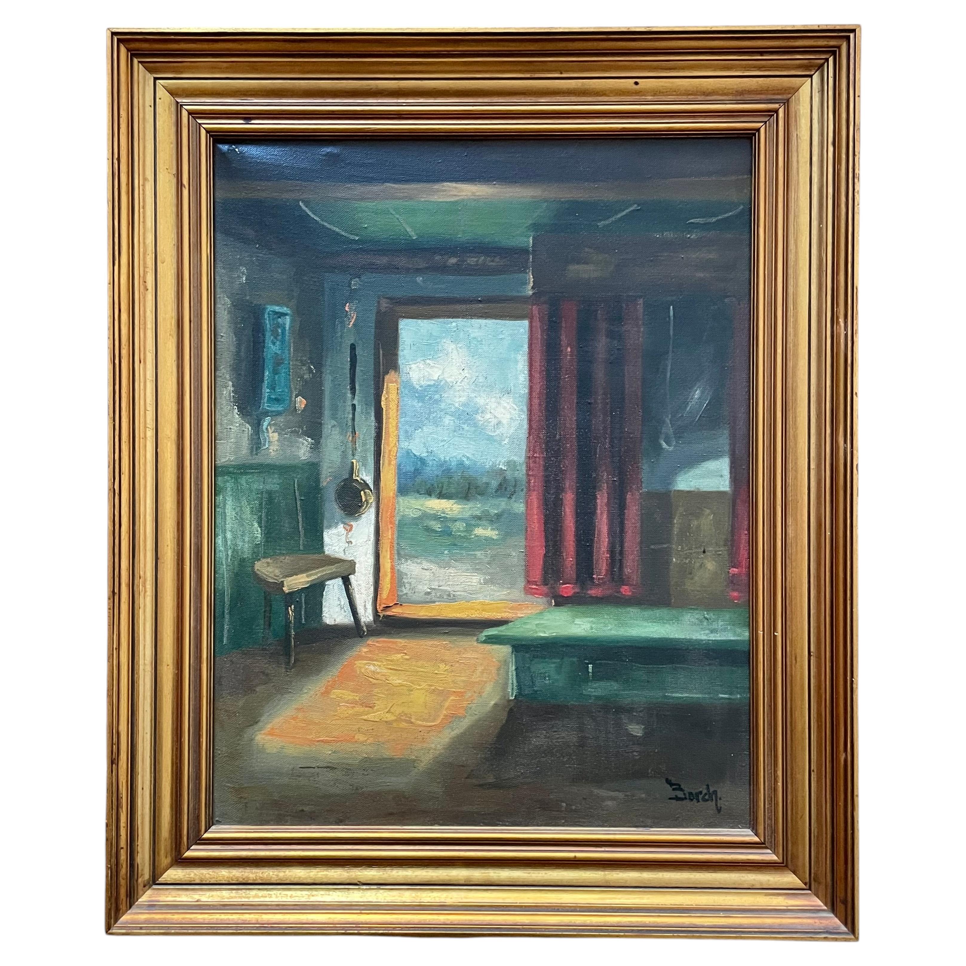 O. V. Borch (1891–1968) – Ölgemälde mit einer Innenraumszene, Anfang des 20. Jahrhunderts im Angebot