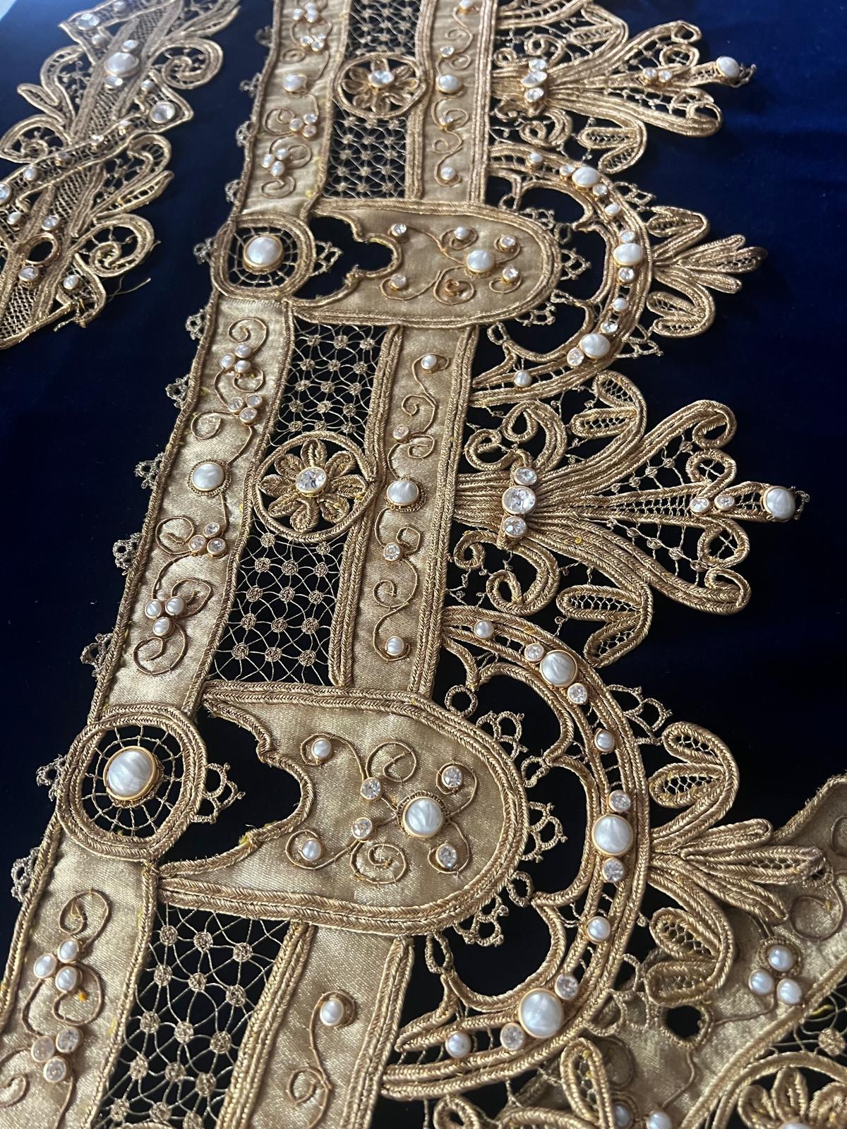 Antique Original Embroidery Textile from Sarah Bernhardt Paris 1880 For Sale 6