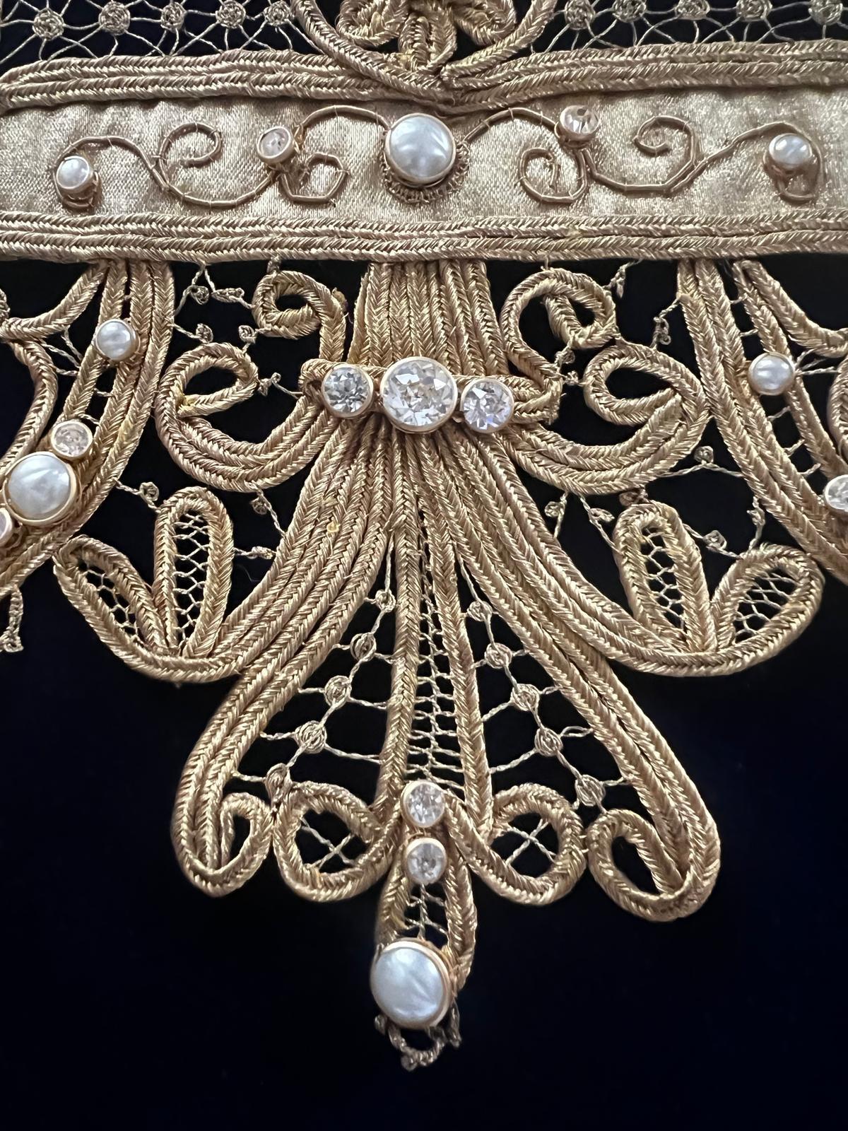 Hand-Crafted Antique Original Embroidery Textile from Sarah Bernhardt Paris 1880 For Sale
