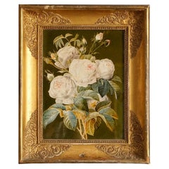 Antique Original Floral Watercolour Still Life Painting Depicting Roses, 1850