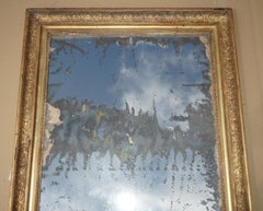ANTiQUE ORIGINAL FOXED GLASS PLATE CIRCA 1820 LARGE FRENCH GESSO OAK WALL MIRROR