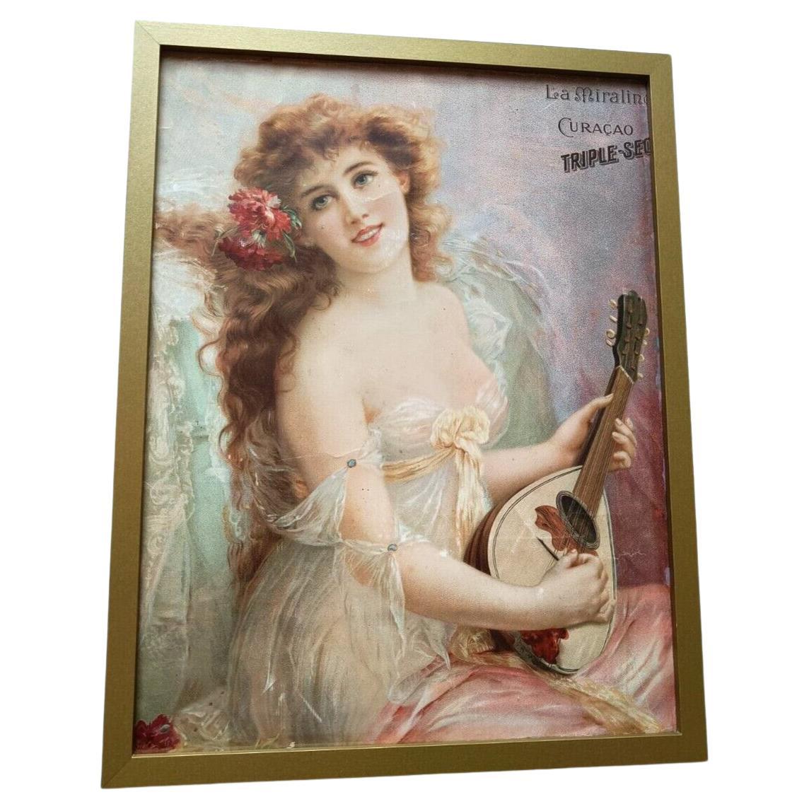 Antique Original French advertising poster Curacao Mirabelle For Sale