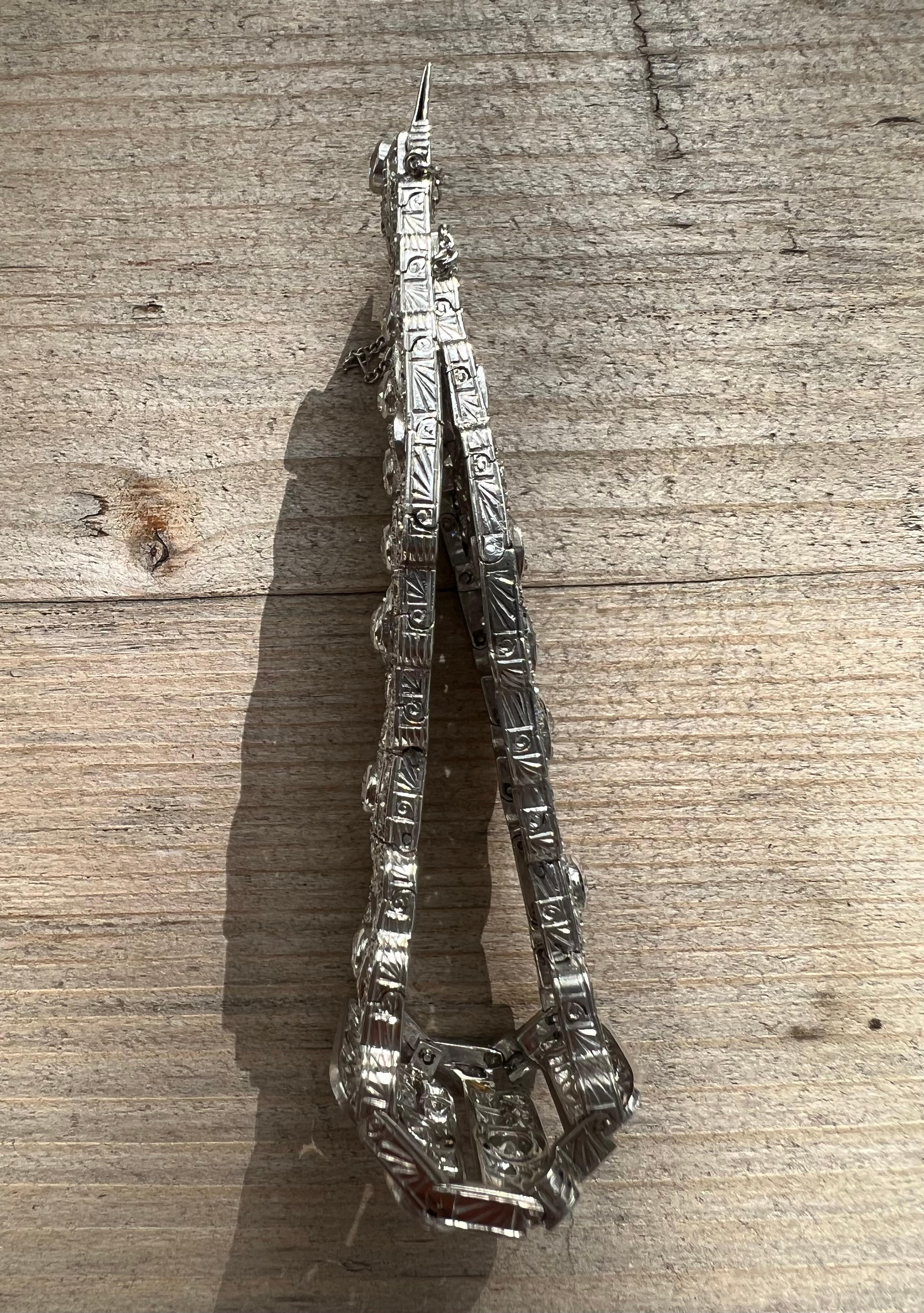 Antique Original French Art-Deco Platinum and Diamond Bracelet  In Good Condition For Sale In Aliso Viejo, CA