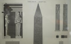 ANTIQUE ORIGINAL GRAN TOUR PARIS 1829 VOL 3 PL.30 PRiNT OF THEBES KARNAK EGYPT