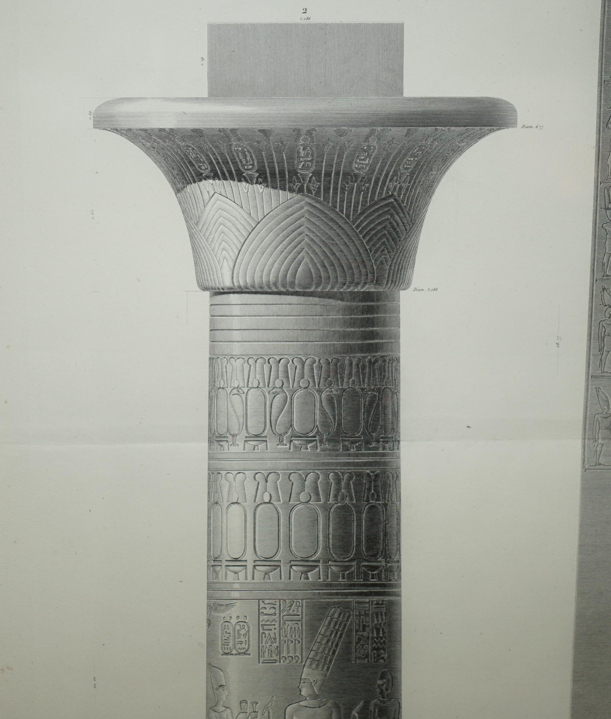 ANTIQUE ORIGINAL GRAN TOUR PARIS 1829 VOL 3 PL.30 PRiNTO DI THEBES KARNAK EGITTO in vendita 1