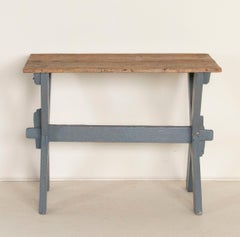 Antique Original Gray Painted Farmhouse Side Table