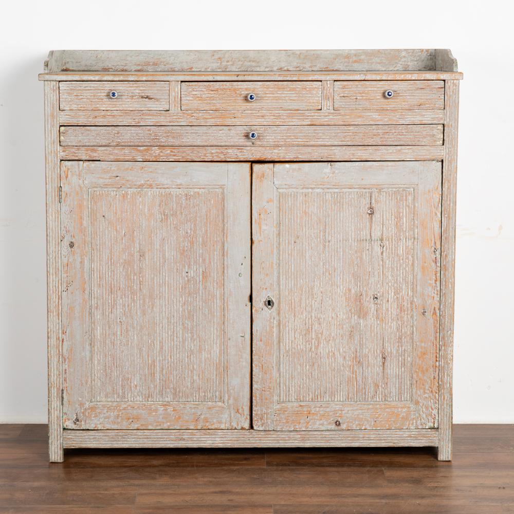 Hand-Crafted Antique Original Gray Painted Gustavian Sideboard Buffet Cabinet, Sweden