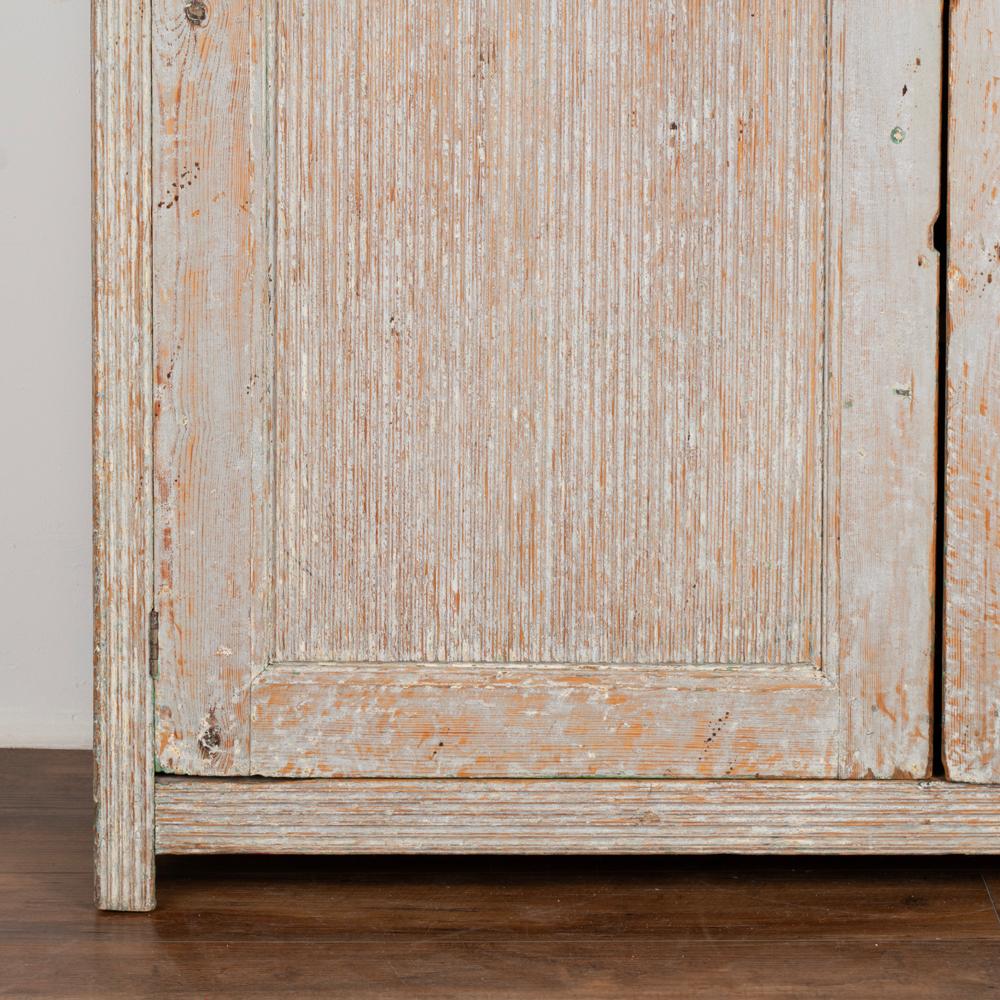 Antique Original Gray Painted Gustavian Sideboard Buffet Cabinet, Sweden In Good Condition In Round Top, TX