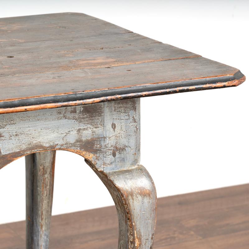 Wood Antique Original Gray Painted Side Table From Sweden For Sale