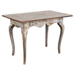 Ancienne table d'appoint originale peinte en gris de Suède