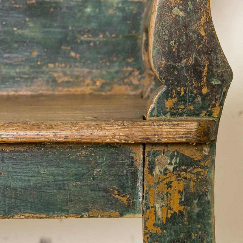Antique Original Green Painted Bench Dated 1897 1