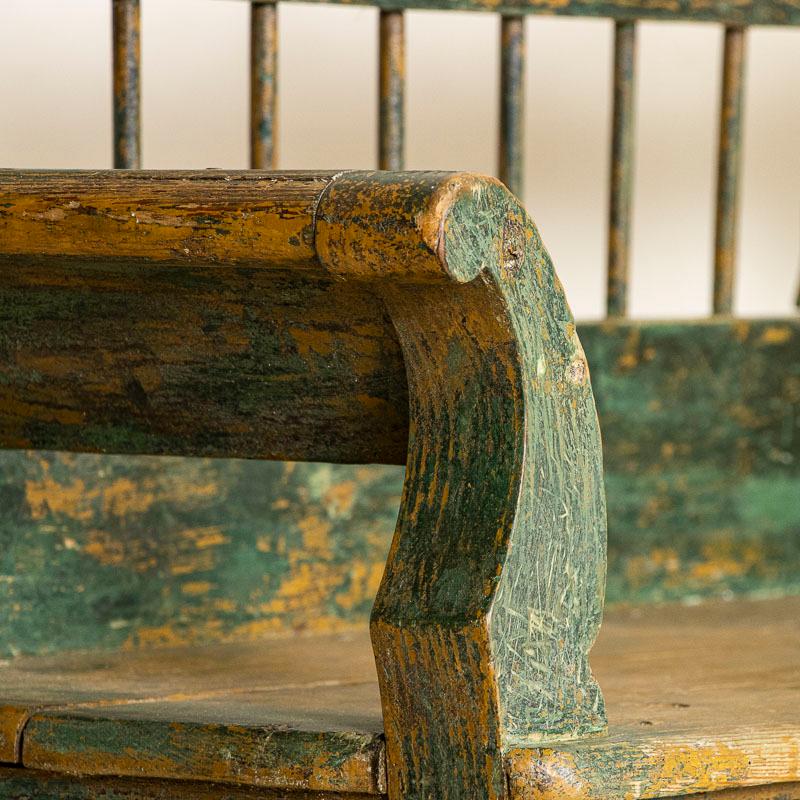 Antique Original Green Painted Bench Dated 1897 2