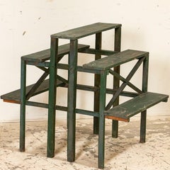 Antique Original Green Painted Flower Plant Stand, Sweden