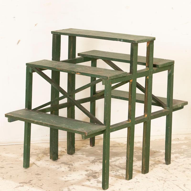 Antique Original Green Painted Flower Plant Stand, Sweden In Good Condition In Round Top, TX
