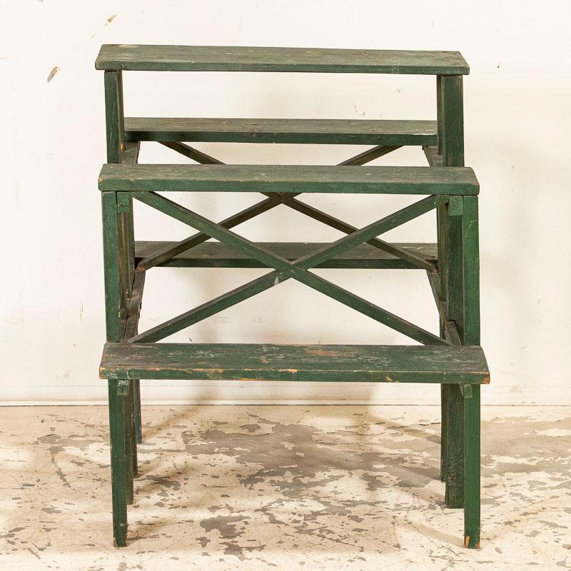 20th Century Antique Original Green Painted Flower Plant Stand, Sweden