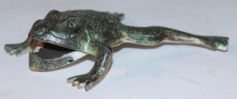 Antique Original Green Painted Iron Frog In Good Condition For Sale In Los Angeles, CA