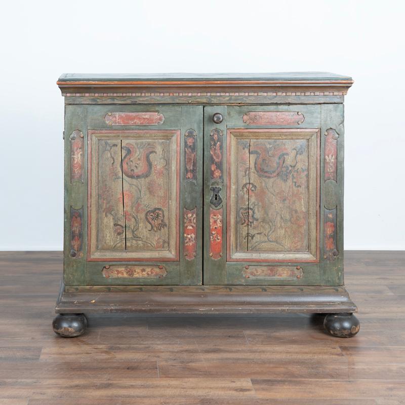 Swedish Antique Original Green Painted Sideboard Dated 1779 from Sweden